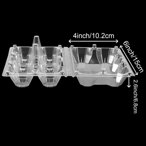 Bulk 120 Pack Stackable Egg Cartons Half Dozen 6 Count Durable Plastic with Snap Lid Closure Open Display