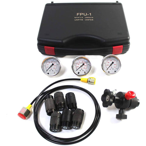 Hydraulic Nitrogen Accumulator Charging System With Three Gauges Seven Couplings And One Gas Hose Nitrogen Pressure Test Kit Diagnostic Tool For Hydraulic Systems Carbon Steel Nitrogen Compatible Up To 80C