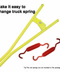 Beefy Pro Grade Heavy Duty Truck Brake Spring Tool LT890 with two red springs, highlighting tool's easy spring removal feature.