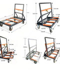 Heavy Duty Aluminum Panel Dolly And Glass Hauling Rig With Anti Scratch Rubber Rollers Lightweight Yet Tough As Nails Workhorse Cart measurements display.