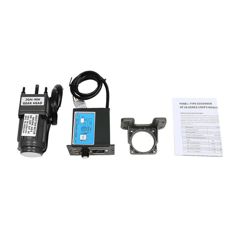 High Torque AC Gear Motor 6W 110V With Variable Speed Controller And Bracket Reversible Gearmotor 0 To 15 RPM 2.9NM Torque Low Speed Precision For Hobbyist Projects Industrial Applications shown with controller, bracket, and manual