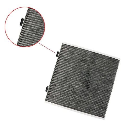 Premium Cabin Air Filter Fits Tesla Cybertruck 2024 Up, showing multi-layer media and corner clips for secure fit.