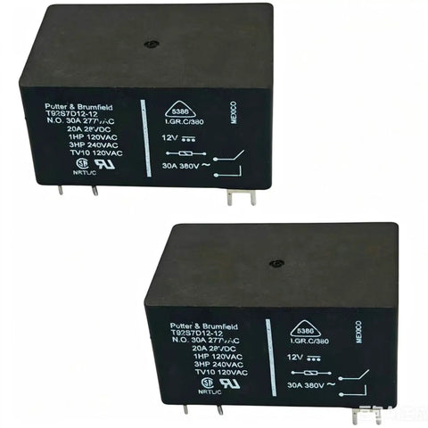 Set Of Two 30 Amp 12 Volt Dc Pc Board Power Relays Dpst No General Purpose Drop In Swaps Solid As A Rock For DIY Shop Work And Zero Drama Circuit Upgrades with detailed labels.