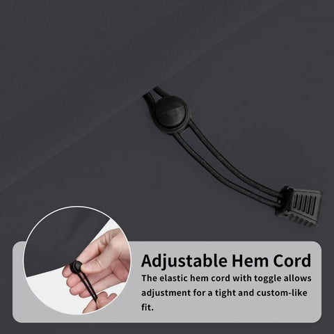 Adjustable hem cord feature of Patio Coffee Table Cover For Small Outdoor Rectangular Table Built Tough Waterproof And UV Resistant