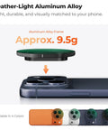 Slick Snap On CPL Filter for iPhone 17 Pro Max, ultra-light 9.5g, aluminum alloy, shown with Deco Mount, available in 4 colors.