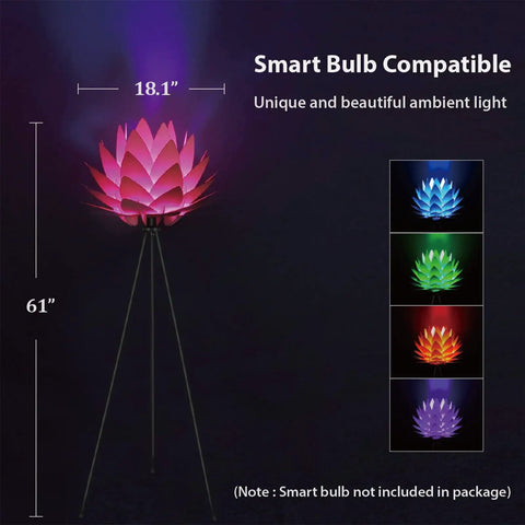 Boho Lotus Flower Floor Lamp With Tripod Stand, Cozy Glow And Chill Vibe, Soft Glare Free Light, Vintage Mid Century Modern