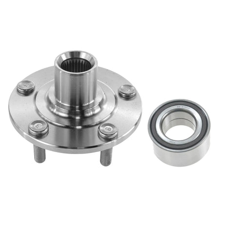 Front Wheel Bearing And Hub Assembly Kit 2 Piece Fits 2008 2017 Mitsubishi Lancer 2007 2019 Outlander And 2011 2019 Outlander Sport Easy Install DIY Replacement showing hub and bearing components.