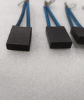 4Pcs Pack 6X15X20mm Carbon Graphite Brushes For Electric Forklifts And Golf Cart Motors High Durability Replacement Parts For Pallet Truck Stacker Motor Brush Sets with blue wires on a white background.