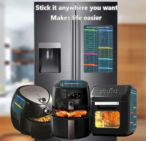 Air Fryer Cooking Times Magnet Set With 100 Plus Foods on fridge, compatible with Ninja, Instant Vortex, Cosori air fryers