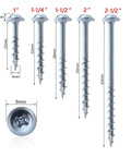63mm Pocket Hole Screws 100 Pack For Woodworking Semi Self Tapping Crosshead Galvanized Carbon Steel Fits 25 32 38 50 63mm Jigs