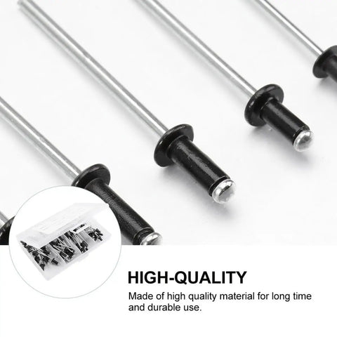 120 Pcs Black Aluminum Blind Rivets Set With Standard Head Size And Smooth Finish DIY Ready Rivet Kit For Furniture Appliances Machinery Auto