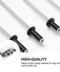 Go To Blind Rivet Kit With Aluminum Mandrel Rivets in sizes M2.4 M3.2 and M4 120 pcs black aluminum alloy close-up view