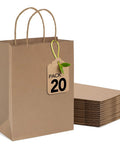Brown Paper Bags 8x4.25x10.5 Inch 20 Pack With Handles Eco Friendly Kraft Gift Bags For Retail Party Favors
