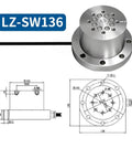 Industrial Four Axis Torque Sensor Alloy Steel With XY500kg Z1000kg MZ300N m Capacity showing dimensions and top view.