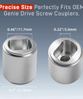 Stainless Steel Drive Screw Coupler Replacement For Garage Door Opener All Metal Direct Replacement For Screw Drive Rail Heavy Duty Genie Repair Part No Fuss Install Long Lasting Performance 1 Piece, 0.8" x 0.7"