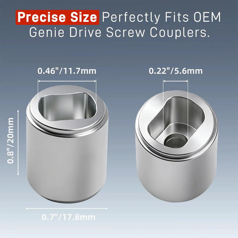 Stainless Steel Drive Screw Coupler Replacement For Garage Door Opener All Metal Direct Replacement For Screw Drive Rail Heavy Duty Genie Repair Part No Fuss Install Long Lasting Performance 1 Piece, 0.8" x 0.7"
