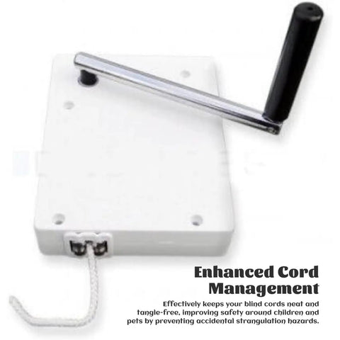 Major Game Changer Roller Blind Cord Winder With Smooth Crank Handle For Effortless Window Shade Tension Control And Quick No Sweat Diy Setup Upgrade For Homes, white ABS plastic housing, side view.