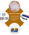 Image of Two To One Heat Shrink Tubing Kit With 300W Mini Heat Gun 580 Pcs Shrink Tubing For Wires Shrink Wrapping And Cable Repair.