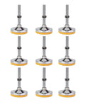 Tough As Nails Heavy Duty Leveling Screw Legs Adjustable Anti Vibration Machine Feet Carbon Steel Base Industrial Grade For Furniture Equipment 9 Pack M12 M14 M16 shown in a 3x3 arrangement.