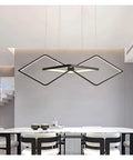 Minimalist Modern LED Pendant Lights for Living Room Dining Table LED Pendant Lamp for Home Shops Office Use (Colour: BlackColdWhite Size: L100CM) (Blackdimmingwithremote L100CM) hanging over a modern dining table.