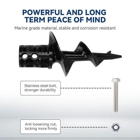 Dock Pole Auger for Aluminum Poles and 2 Inch O D Tubing, Dock Post Auger Kit With Stainless Steel Bolts And Nuts, 2 Pack