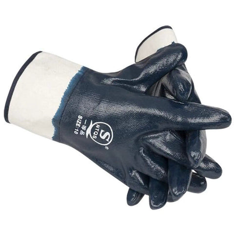 Oil Field Style Chemical Resistant Work Gloves With Wide Cuff Durable Blue For Petrochemical Transport And Fuel Delivery Pros Large Size 12 Pack Non Slip Easy On And Off
