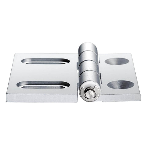 Two Pack Aluminum Door Hinges With Flat Head Screws, Adjustable Hole Spacing From Three To Five Inches, Hinge Size Two Point Seven Six Inches By Two Point Four Eight Inches, Silver Finish, Heavy Duty Cabinet And Door Butt Hinge Set For Smooth Operation