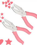 Heart And Star One Quarter Inch Metal Handheld Paper Punch Set With Soft Handled Design for crafting, pink grips, two-piece kit