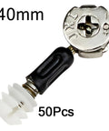 Durable Cam Lock Furniture Kit With Screws And Nuts, 100-Piece 3 In 1 Connecting Set With Dowels, 40mm Dowel Fit, detail view
