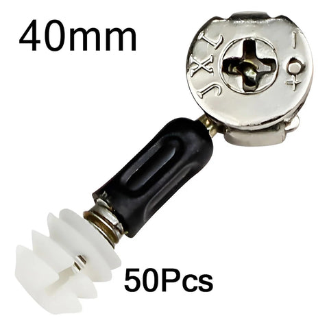 Durable Cam Lock Furniture Kit With Screws And Nuts, 100-Piece 3 In 1 Connecting Set With Dowels, 40mm Dowel Fit, detail view
