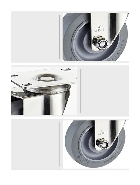 Quiet Three Quarter Inch Caster Wheels With 304 Stainless Steel Frame For Carts Racks And Cabinets Smooth Rolling Low Noise Glide