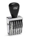 Everyday Kickass Six Digit Rubber Number Stamp Featuring Auto Rolling Dial For Quick Numbering Precise Date Stamping And Heavy Duty Office Project Grind on black and silver background