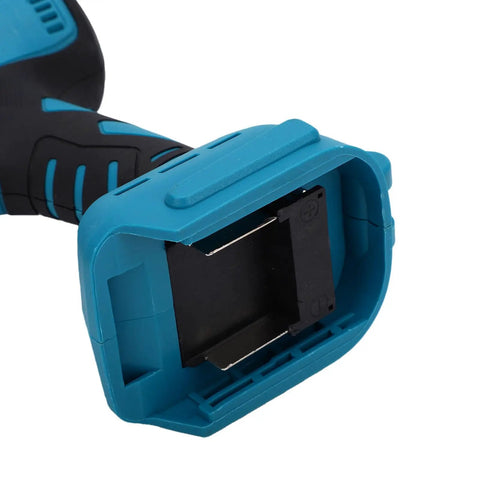 Fafeicy Cordless Electric Metal Shears With Brushless Motor Delivers 400Nm Torque And 360 Rotating Head For Makita 18V Battery, battery slot detail.