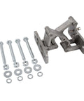 Stainless steel invisible door hinge hardware kit with 4 bolts, nuts, and washers
