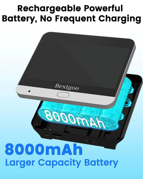 2K Video Peephole Doorbell Camera With 32GB Memory Card And 4 3 Inch Color Monitor 8000mAh Battery shown with large blue battery
