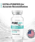 Reconstitution Solution vial, 3 mL, clear glass with silver cap; PureLabs label and Made in USA badge.