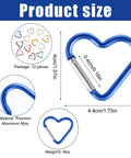 Blue heart-shaped carabiner with star design, dimensions 4.4cm x 4cm, aluminum alloy, part of 10 Pack Heart Shaped Carabiners With Star Design.