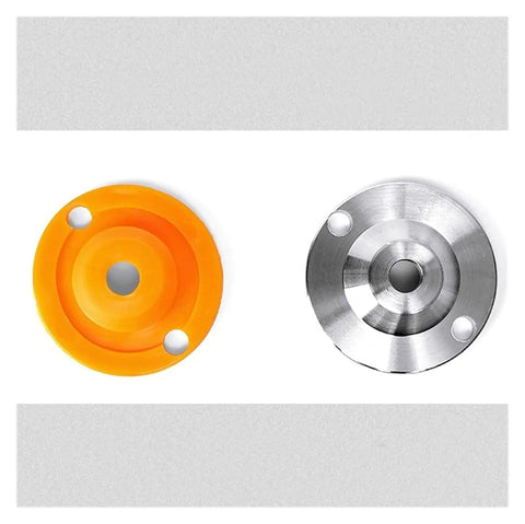Adjustable Leveling Screw Legs rubber feet with anti-skid feature, one orange, one steel for machine stability.