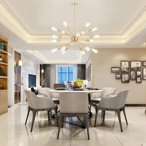 Huge 18 Light Black Sputnik Chandelier Mid Century Modern Pendant Lighting in elegant dining room
