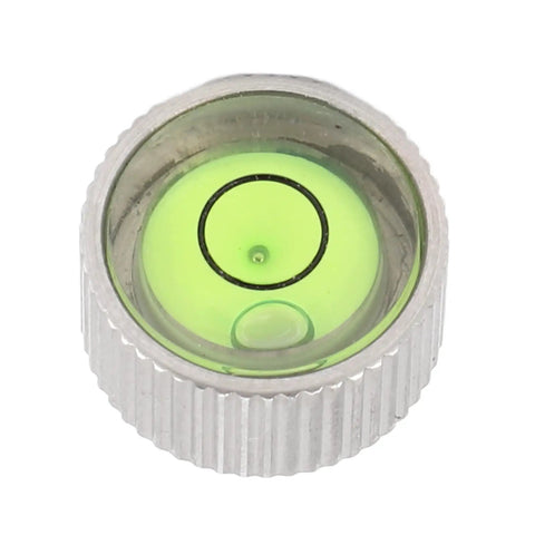 Chiyyak Camera Spirit Level for DSLR and Mirrorless Cameras compact stainless steel spirit level with bright green liquid.