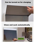 Top Shelf Weatherproof Wall Mount Ev Charger Cover With Reinforced Acrylic Door and Heavy Duty UV Rain Shield showing magnetic closing feature.