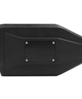 Heavy Duty ABS Motorcycle Side Toolbox Featuring Rugged Stainless Steel Brackets For Secure Tool Stash viewed from the side.