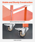 Close-up of Built Like A Tank Steel Welding Workbench 40 By 24 Inches showing reinforced steel frame and smooth braked casters.