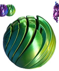 Gear Ball Fidget Toy With Liquid Flow For Stress Relief And Anxiety Calm 3D Printed Twistable Desk Toy green color close-up