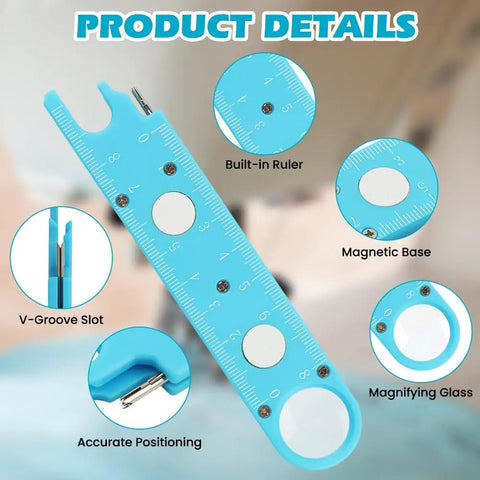 3 In 1 Needle Threader With Magnifier For Sewing, Quick Threading Tool With Magnetic Mount And Integrated Ruler details