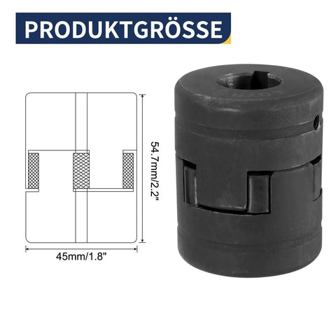 Three Quarter To One Inch L Jaw Coupling Set With Buna N NBR Rubber Spider HT250 Steel Construction, dimensions shown.