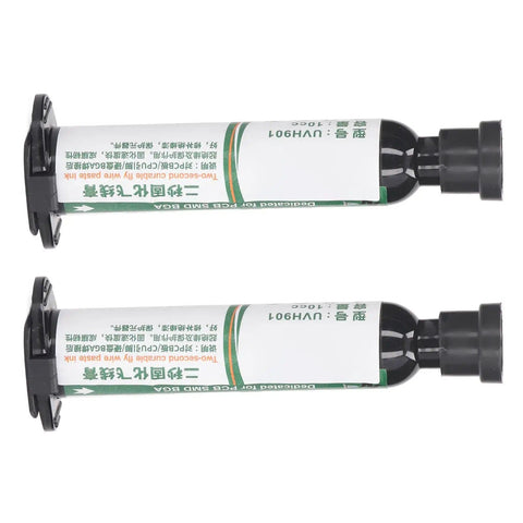 Milky White Solder Mask Ink For PCB BGA Repairs, Extreme High Temp Up To 550 Celsius, Ultra Fast 2 Second Drying Curing Paint, 10cc Tubes Pack Of 2