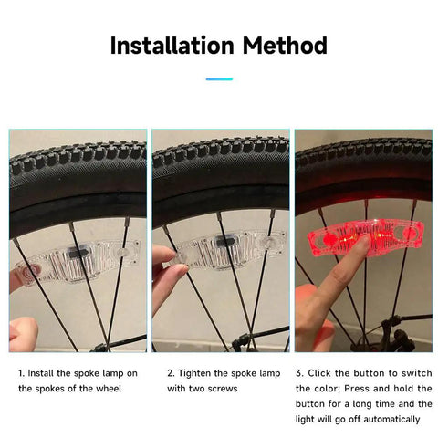 Rechargeable LED Bike Wheel Lights 2 Pack With Motion Sensor Waterproof Spoke Lights installation step by step guide