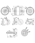 Technical drawings of Beefy Torque Outrunner BLDC Motor For Heavy Lift Multirotors And Agricultural Drones U5 KV400 With 2Kg Thrust