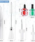All In One Sewing Machine Cleaning Kit with tweezers, double-headed lint brush, and four mini screwdrivers; product size view.